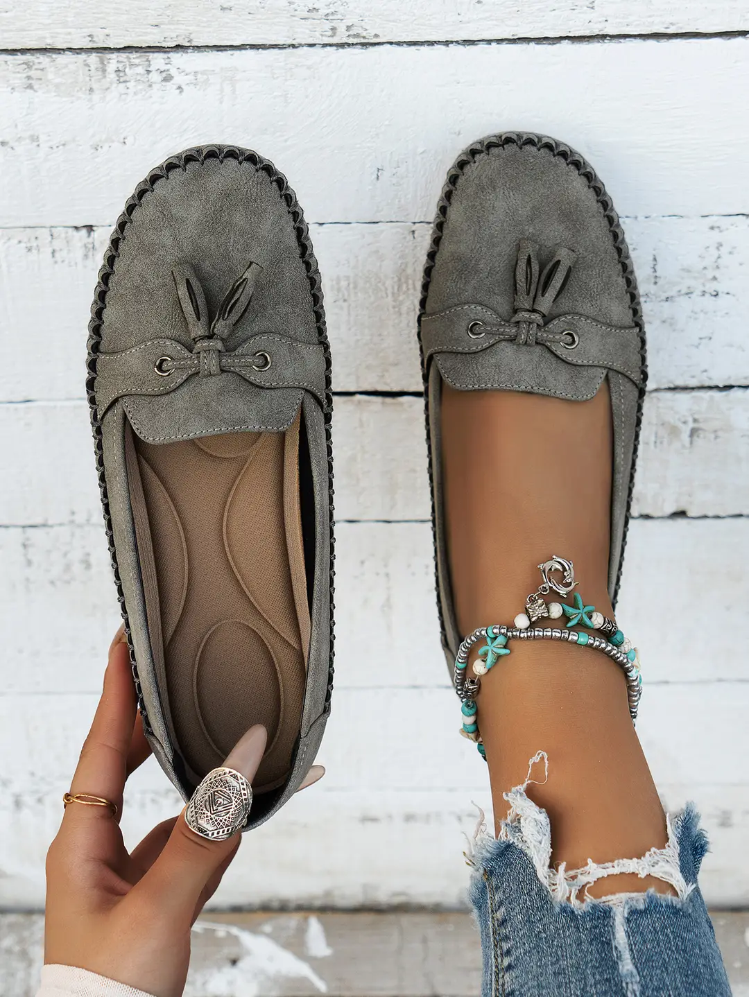 plus size new foreign trade stitching laser ladies flat-bottomed loafers foreign trade cross-border e-commerce supply — feature 4