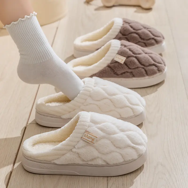 Cixi Cotton Slippers for Women Spring and Autumn and Winter Home Indoor Non-slip Couple Home Warm Winter Fur Plush Men