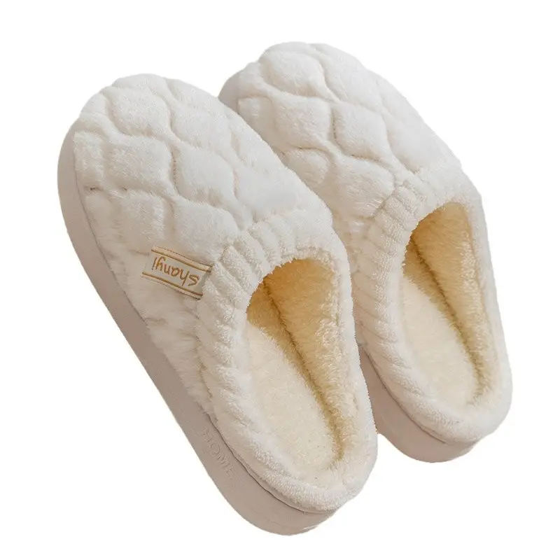 Cixi Cotton Slippers for Women Spring and Autumn and Winter Home Indoor Non-slip Couple Home Warm Winter Fur Plush Men