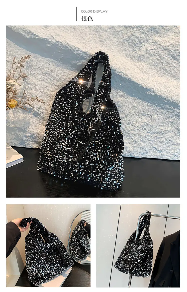 Black Sequin Shoulder Bag Women 2024 Autumn Work Commute — feature 12