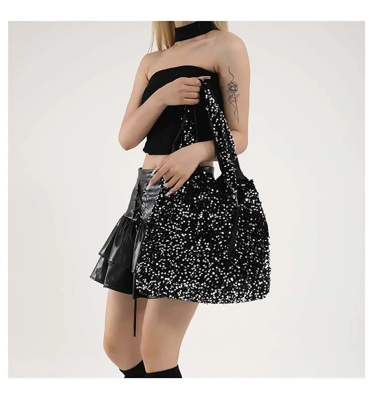 Black Sequin Shoulder Bag Women 2024 Autumn Work Commute — feature 14