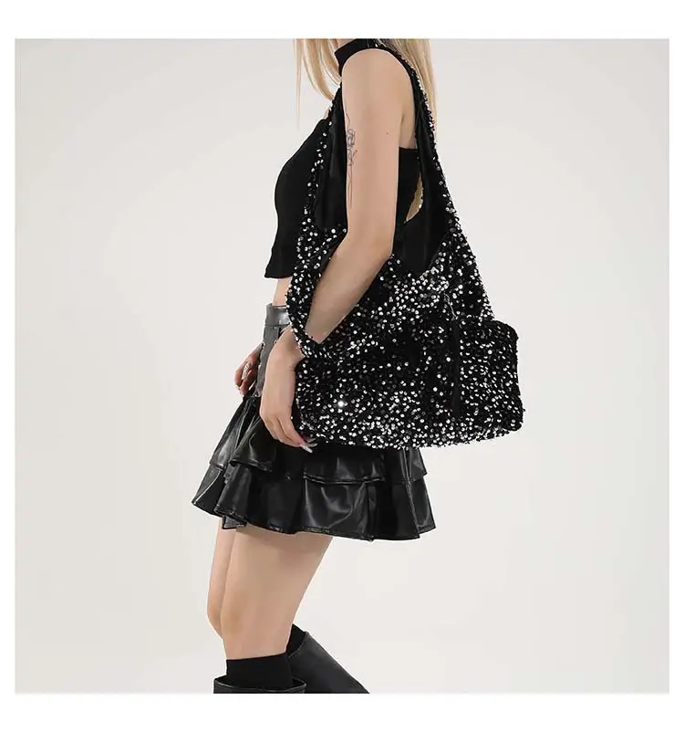 Black Sequin Shoulder Bag Women 2024 Autumn Work Commute — feature 17
