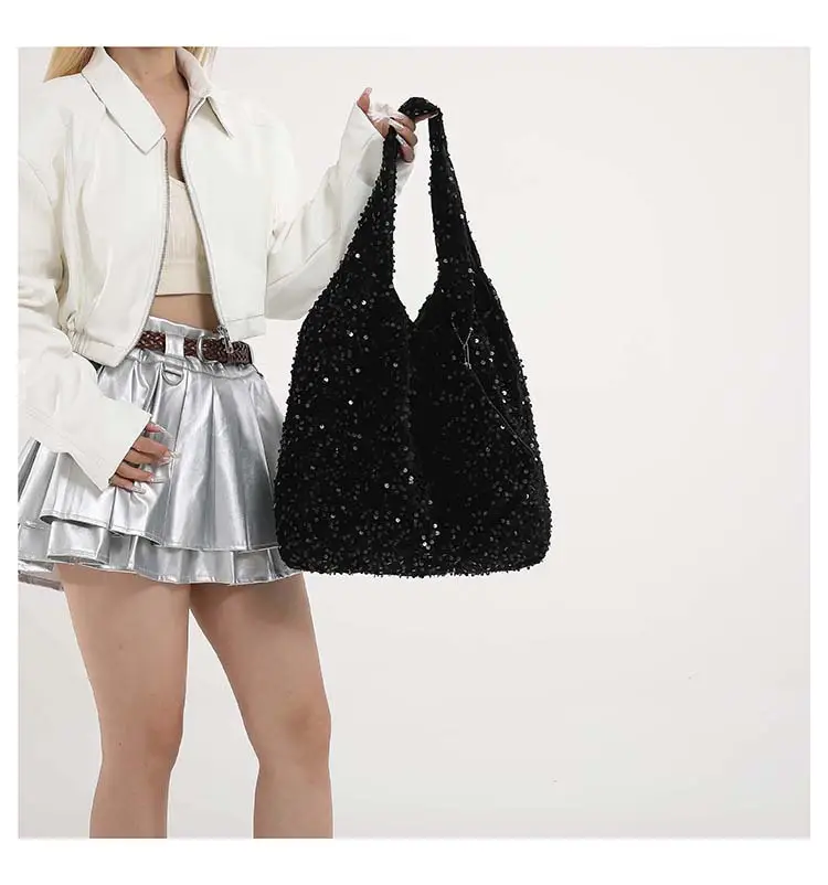 Black Sequin Shoulder Bag Women 2024 Autumn Work Commute — feature 23