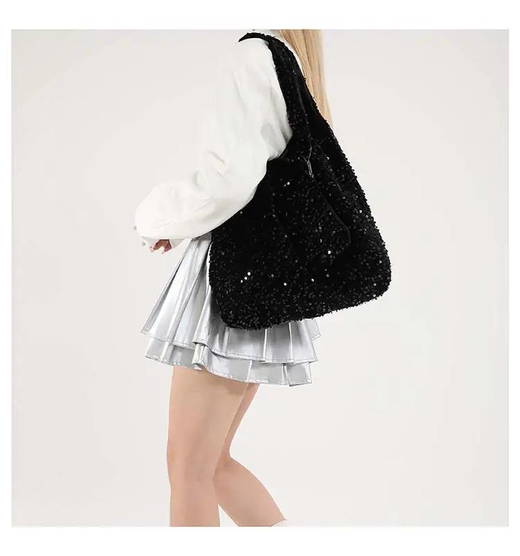 Black Sequin Shoulder Bag Women 2024 Autumn Work Commute — feature 26