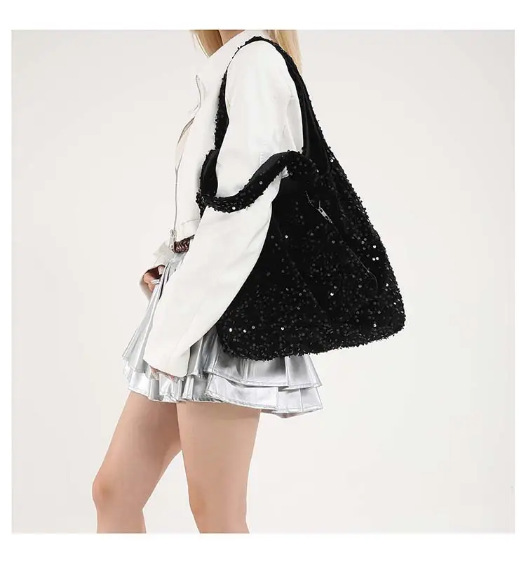 Black Sequin Shoulder Bag Women 2024 Autumn Work Commute — feature 27