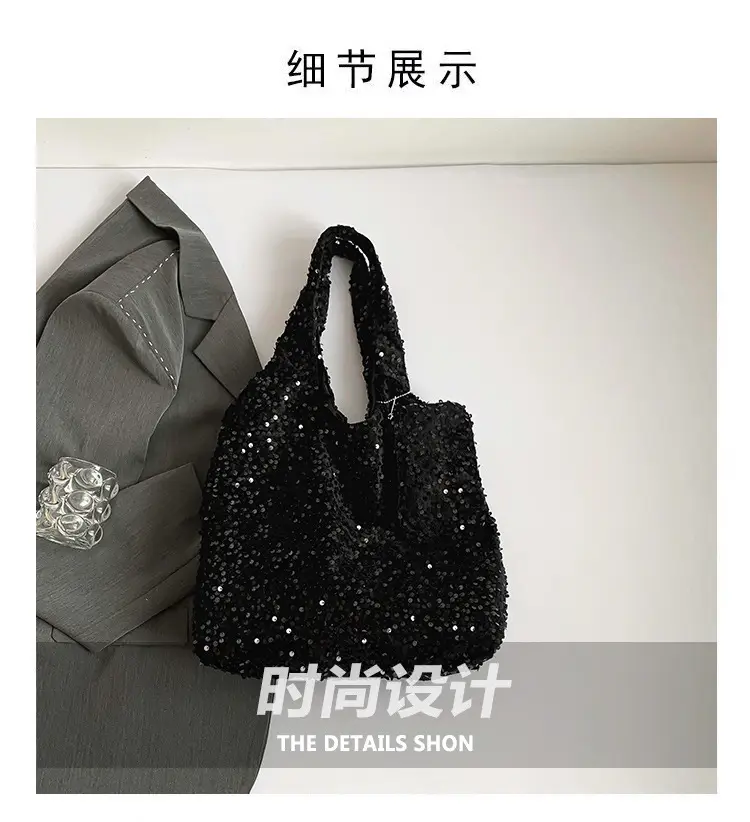 Black Sequin Shoulder Bag Women 2024 Autumn Work Commute — feature 4