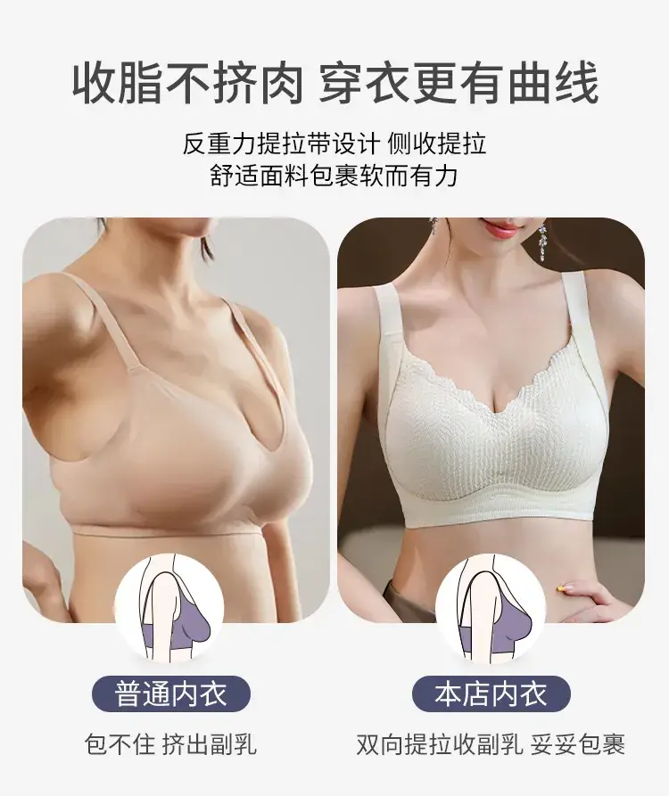 Purple Lace Non-Steel Ring Fixed Cup Bra for Women — feature 10