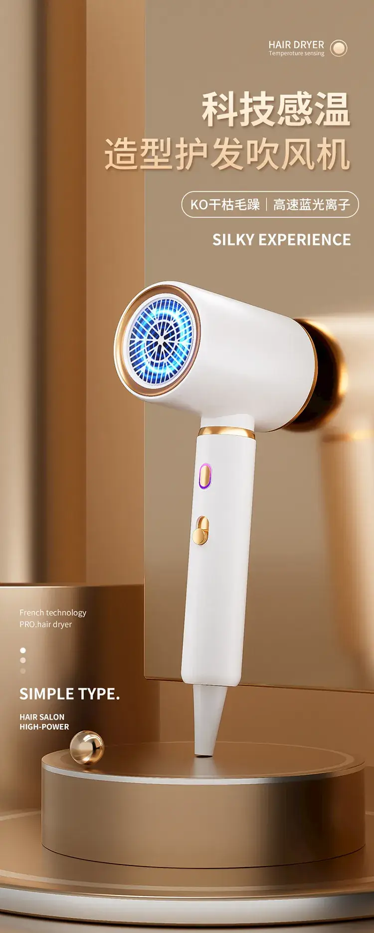 2400W Negative Ion Hair Dryer for Salon & Student Use — feature 1