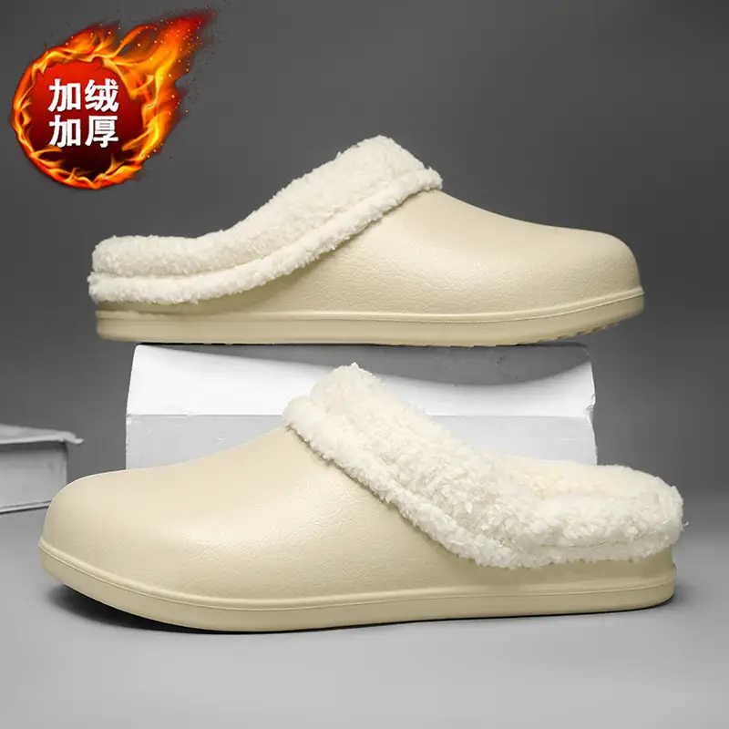 Cross-Border Large Size Velvet Warm Cotton Slippers for Men 47 Warm and Non-Slip Indoor Home Can Be Worn Outside Couple Wool Slippers - Image 3