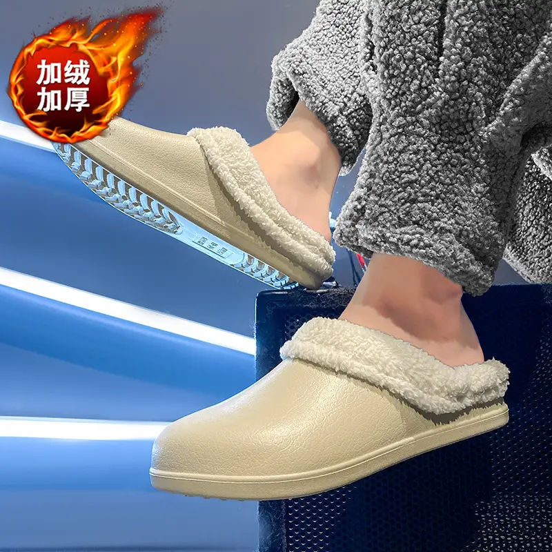 Cross-Border Large Size Velvet Warm Cotton Slippers for Men 47 Warm and Non-Slip Indoor Home Can Be Worn Outside Couple Wool Slippers - Image 5