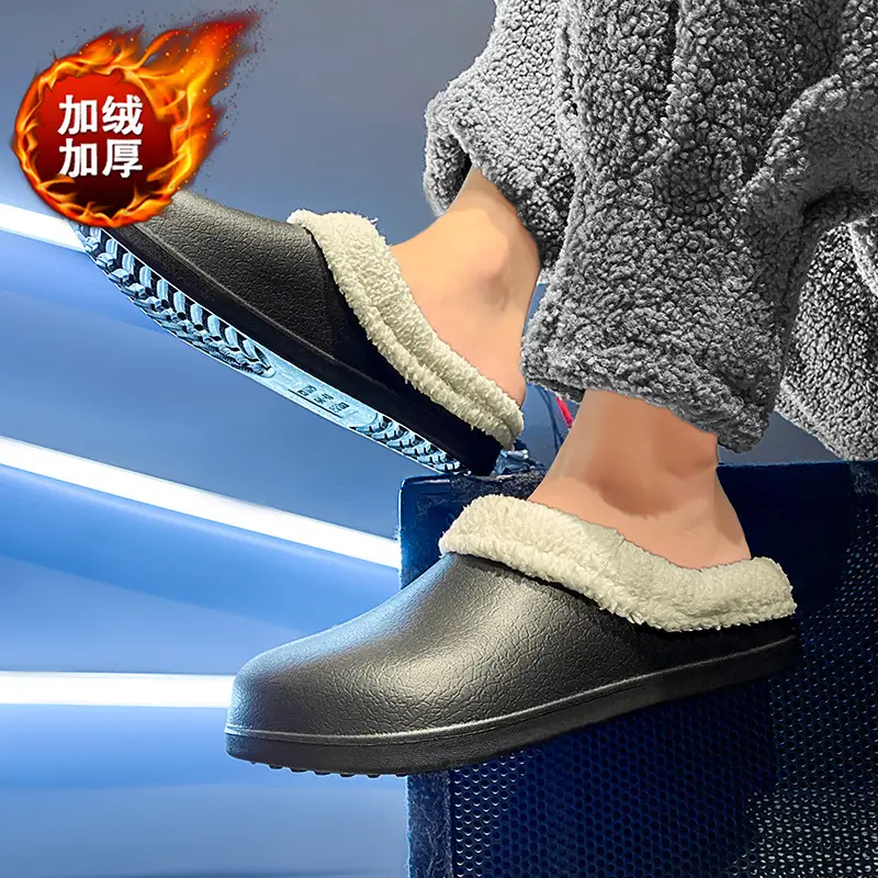 Cross-Border Large Size Velvet Warm Cotton Slippers for Men 47 Warm and Non-Slip Indoor Home Can Be Worn Outside Couple Wool Slippers - Image 6