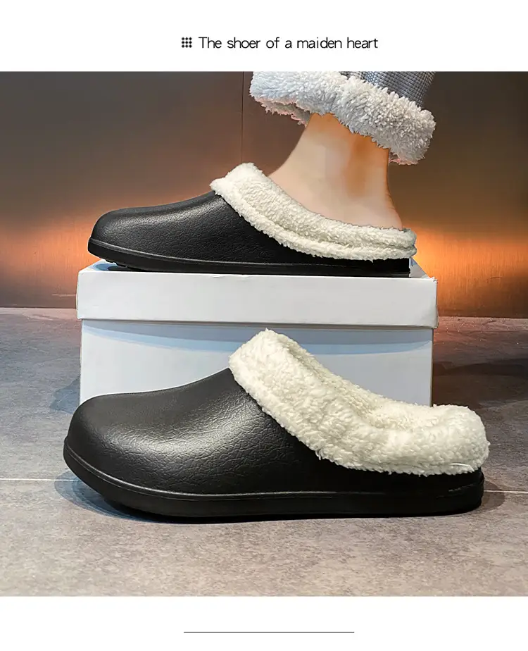 Cross-Border Large Size Velvet Warm Cotton Slippers for Men 47 Warm and Non-Slip Indoor Home Can Be Worn Outside Couple Wool Slippers — feature 10