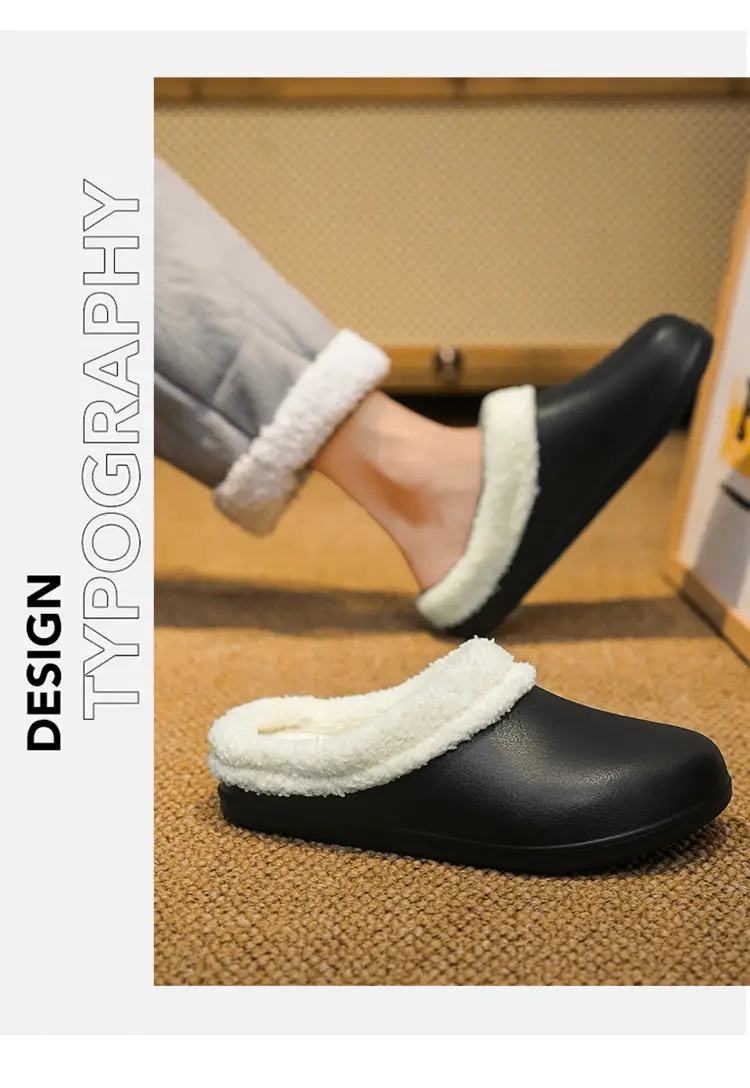 Cross-Border Large Size Velvet Warm Cotton Slippers for Men 47 Warm and Non-Slip Indoor Home Can Be Worn Outside Couple Wool Slippers — feature 11