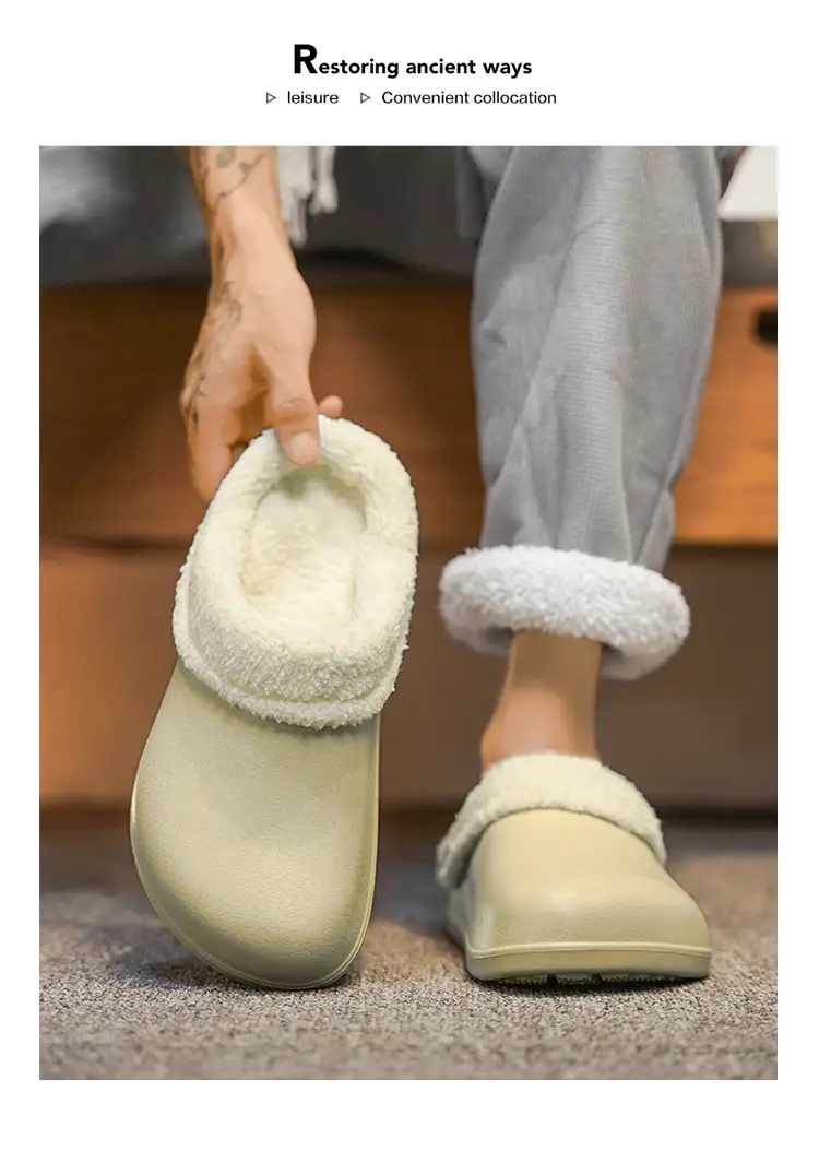 Cross-Border Large Size Velvet Warm Cotton Slippers for Men 47 Warm and Non-Slip Indoor Home Can Be Worn Outside Couple Wool Slippers — feature 14