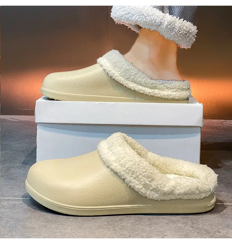 Cross-Border Large Size Velvet Warm Cotton Slippers for Men 47 Warm and Non-Slip Indoor Home Can Be Worn Outside Couple Wool Slippers — feature 16
