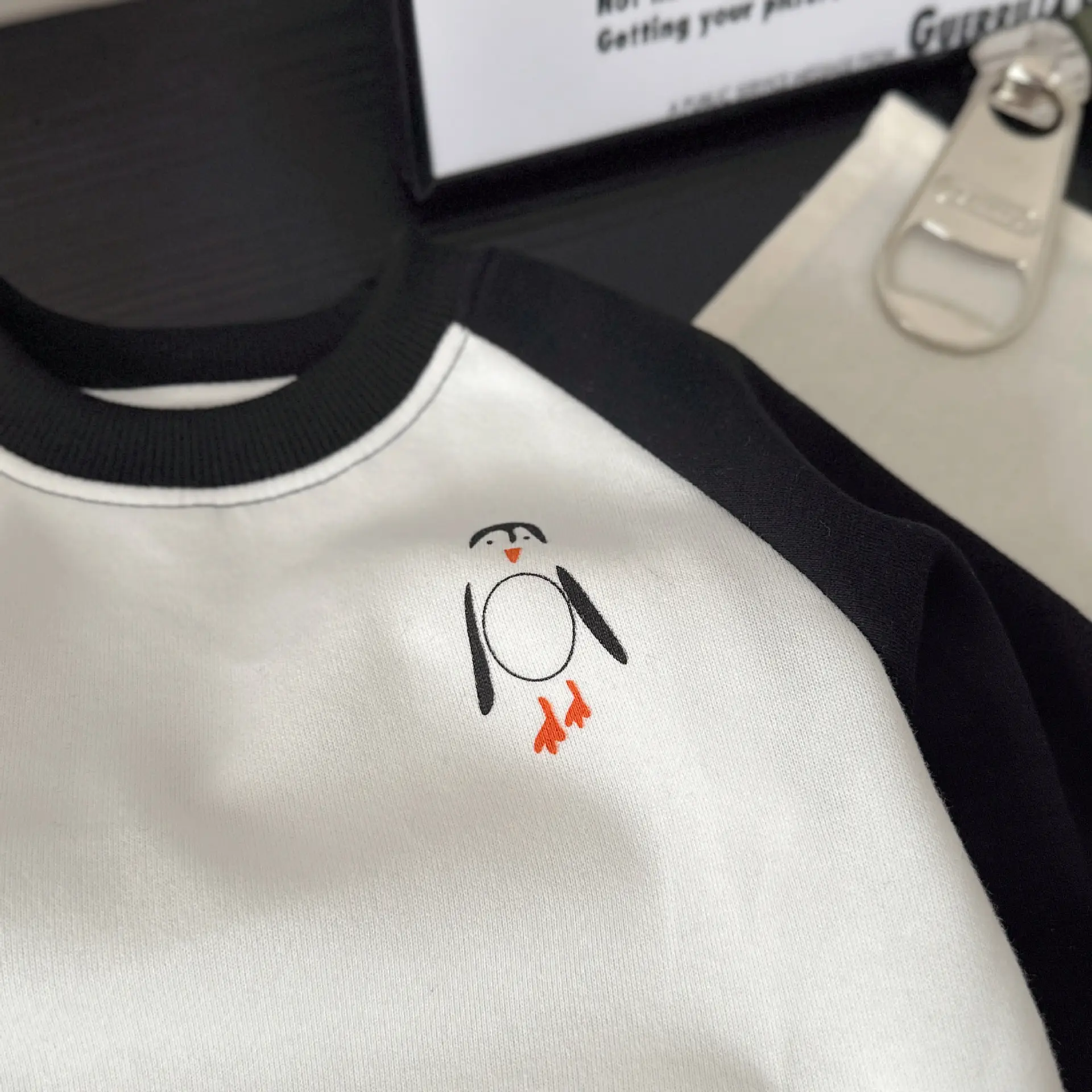 Children's Cartoon Sweatshirt White Black Long Sleeve 2024 - Image 3