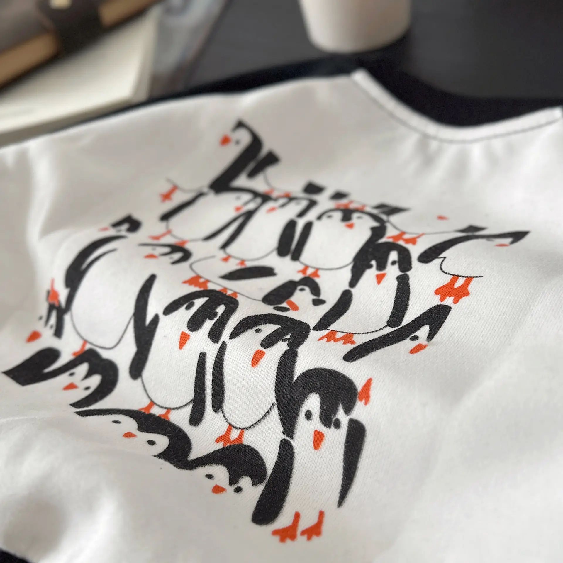 Children's Cartoon Sweatshirt White Black Long Sleeve 2024 - Image 4