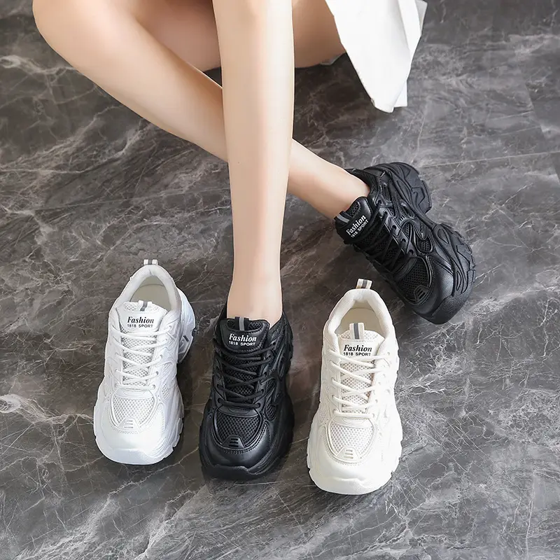 Summer thin women's sneaker new mesh breathable casual texture increased dad shoes lace-up hot women's shoes - Image 6