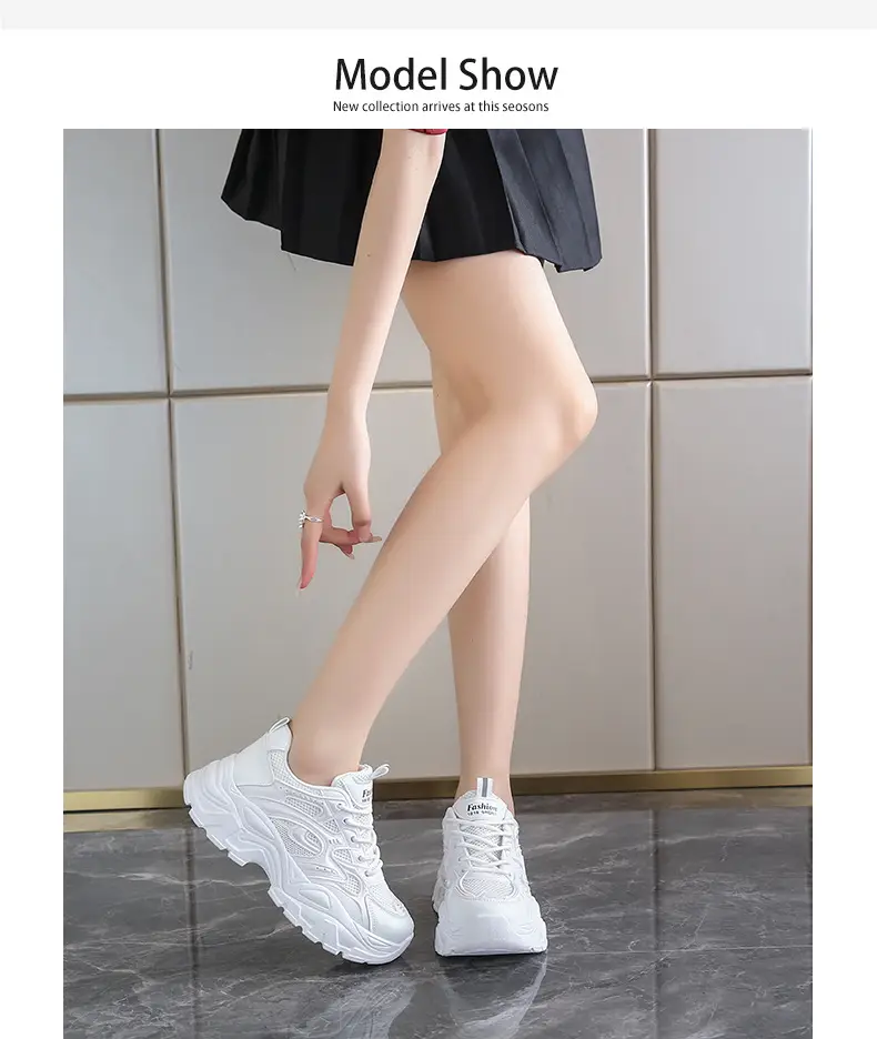 Summer thin women's sneaker new mesh breathable casual texture increased dad shoes lace-up hot women's shoes — feature 13