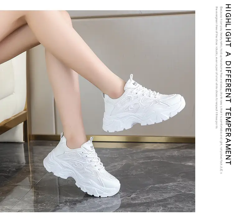 Summer thin women's sneaker new mesh breathable casual texture increased dad shoes lace-up hot women's shoes — feature 14