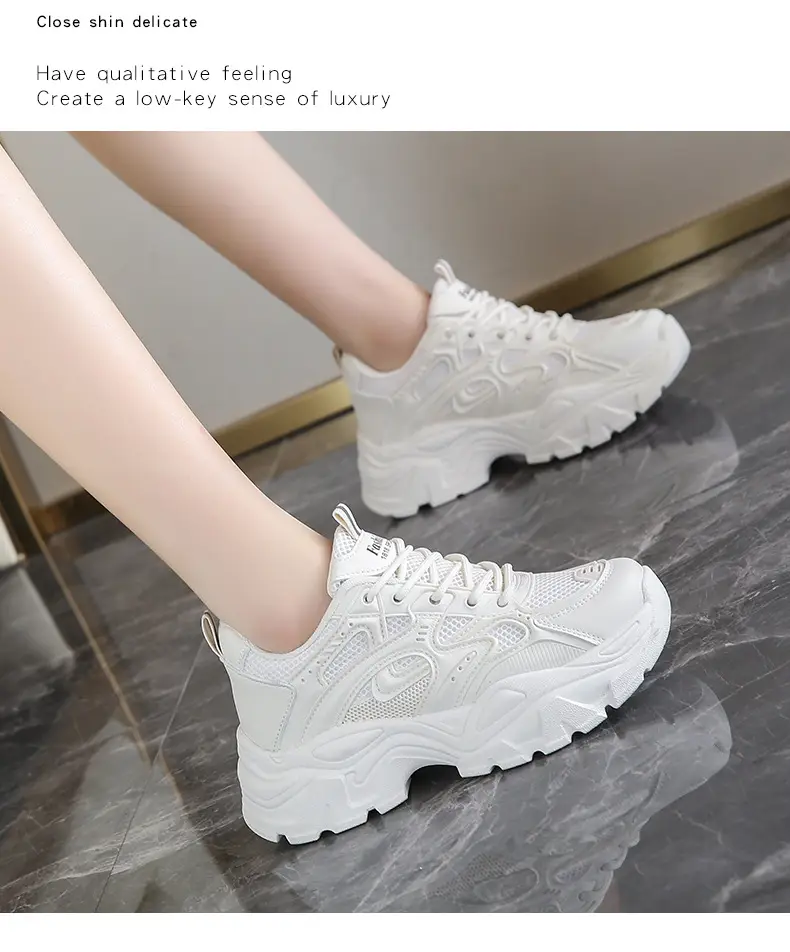 Summer thin women's sneaker new mesh breathable casual texture increased dad shoes lace-up hot women's shoes — feature 16