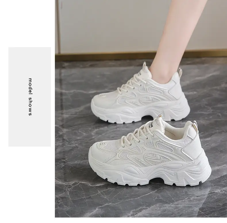 Summer thin women's sneaker new mesh breathable casual texture increased dad shoes lace-up hot women's shoes — feature 17