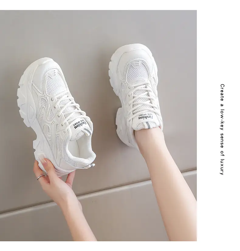 Summer thin women's sneaker new mesh breathable casual texture increased dad shoes lace-up hot women's shoes — feature 18