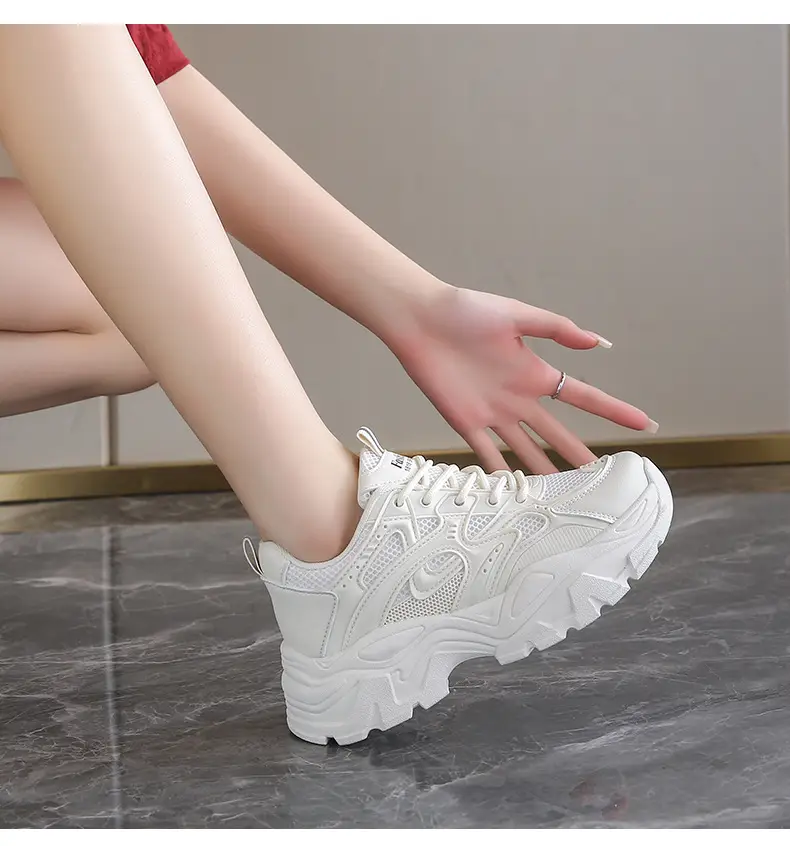 Summer thin women's sneaker new mesh breathable casual texture increased dad shoes lace-up hot women's shoes — feature 19