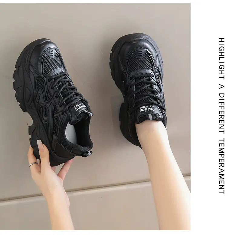 Summer thin women's sneaker new mesh breathable casual texture increased dad shoes lace-up hot women's shoes — feature 21
