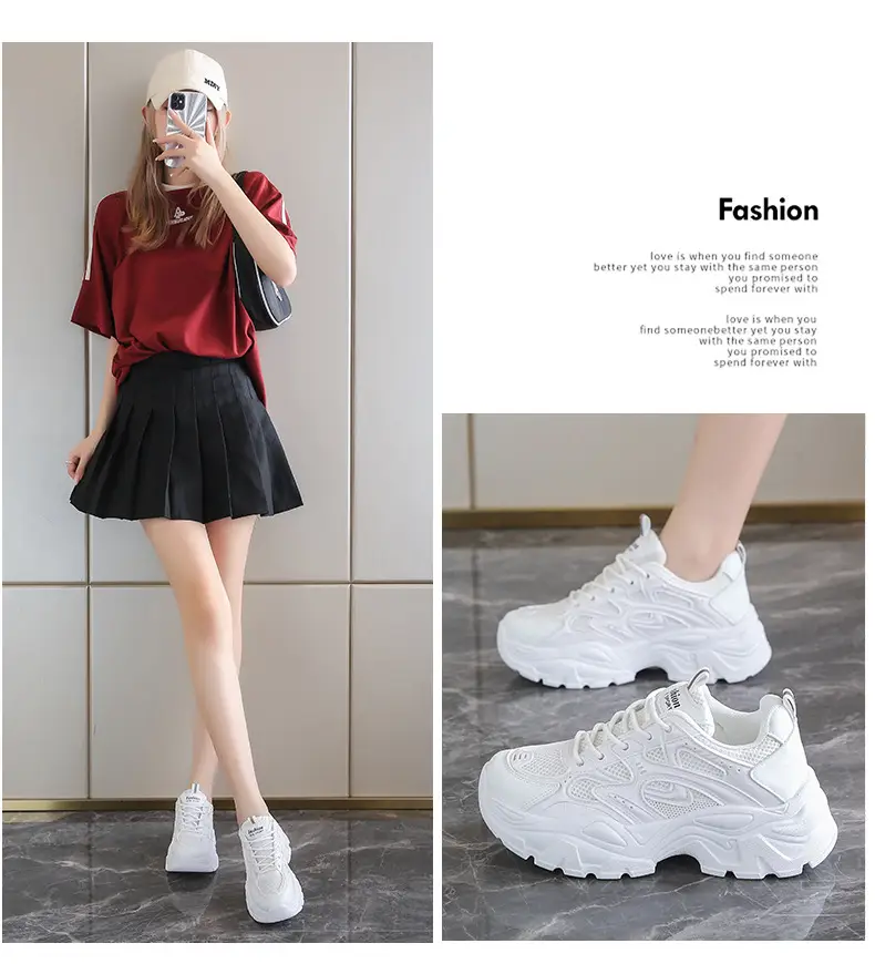 Summer thin women's sneaker new mesh breathable casual texture increased dad shoes lace-up hot women's shoes — feature 7