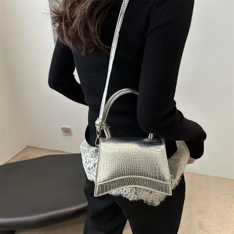 Crocodile Textured Shoulder Bag Women 2024 - Image 6