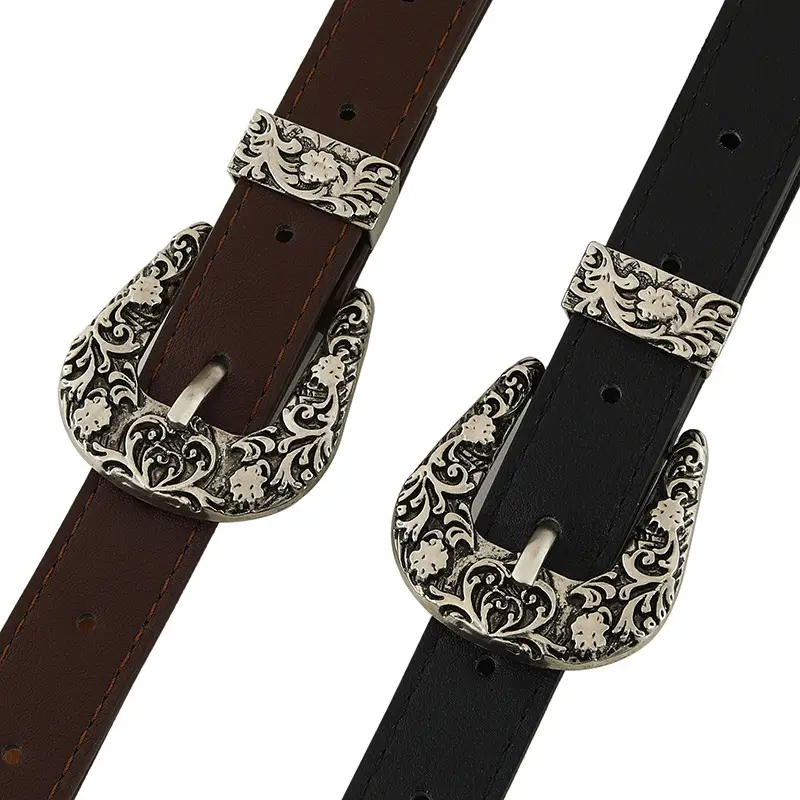 White Metal Carved Belt for Women Vintage Y2K Decorative