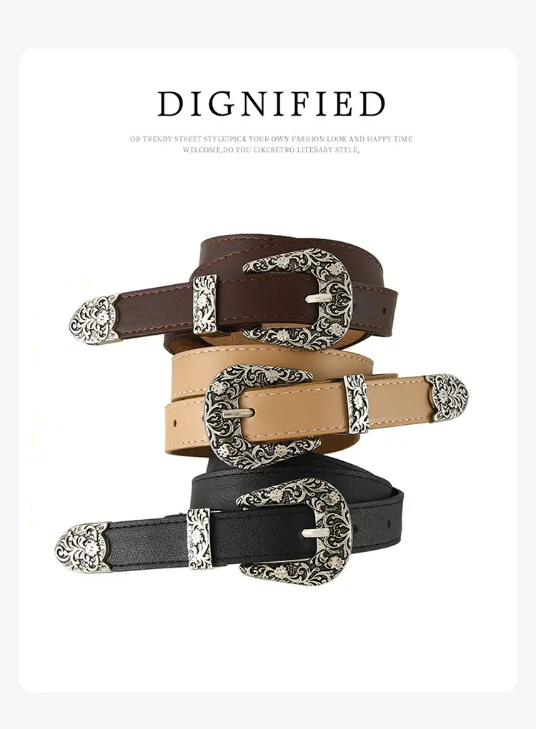 White Metal Carved Belt for Women Vintage Y2K Decorative — feature 43
