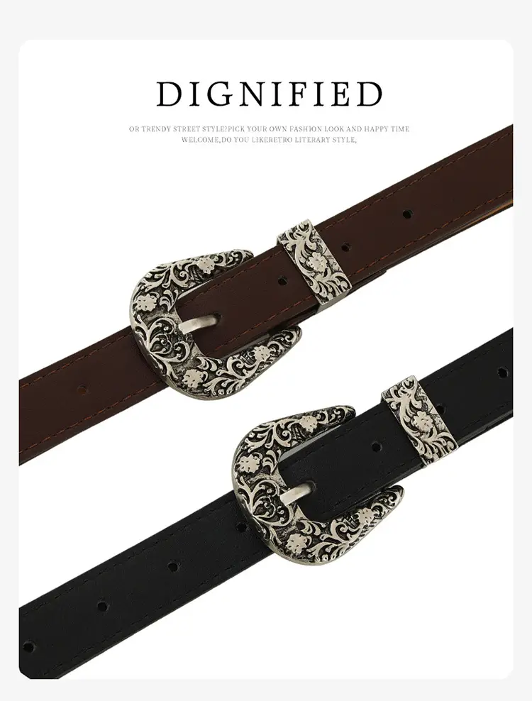 White Metal Carved Belt for Women Vintage Y2K Decorative — feature 45