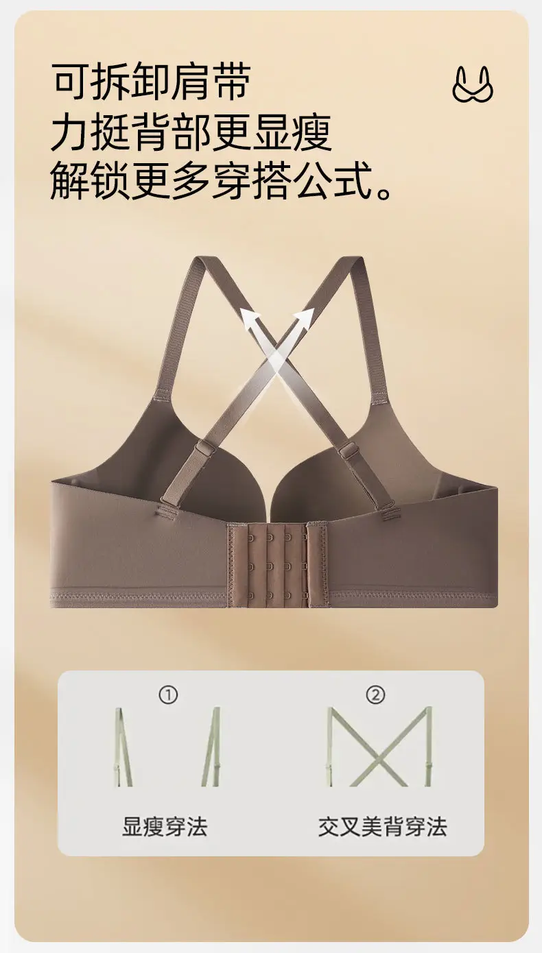One-piece Traceless Underwear Women's Small Chest Push-up Bra without Steel Rings Naked Soft Medium Thick Anti-sagging Pull Bra — feature 7