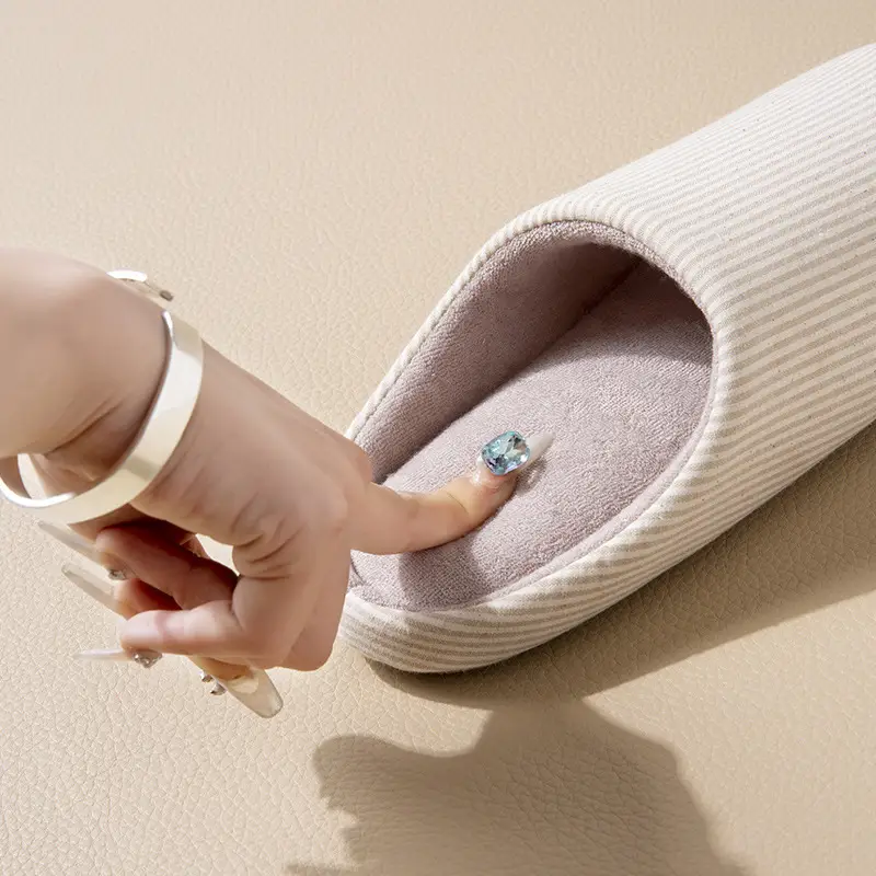 New Style Quiet Japanese Style Soft Bottom Cotton Slippers Autumn Men and Women Couple Home Indoor Non-slip Floor Moon Shoes Spring