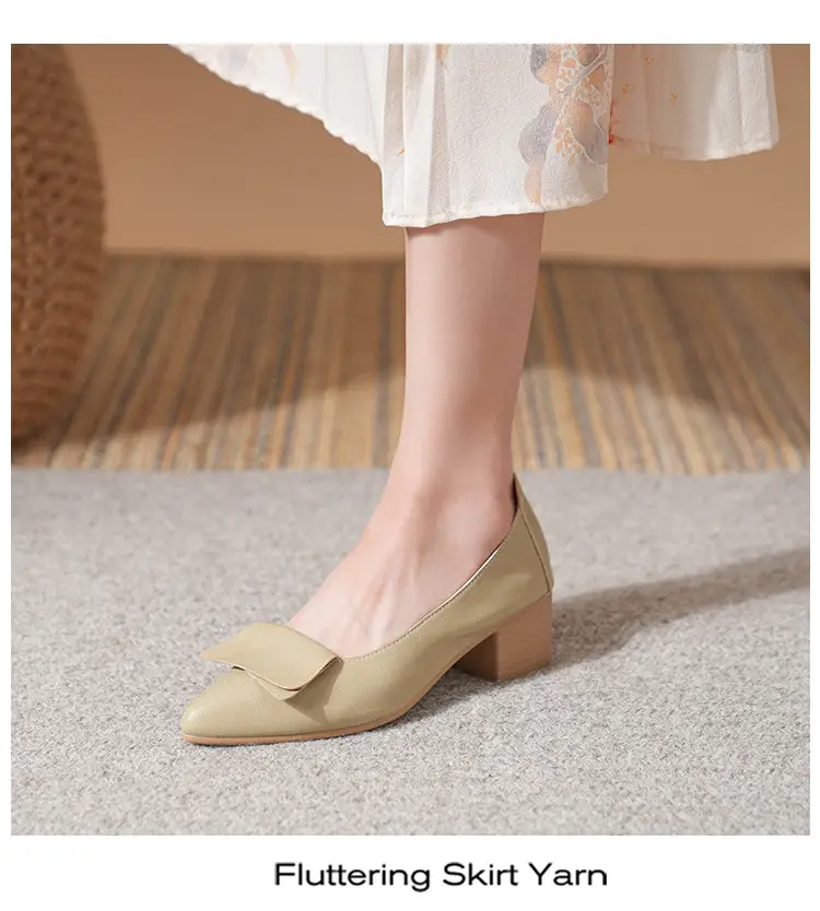 High-Heeled Shoes for Women, Chunky Heel, 2024 New Fairy Style Shallow Mouth Soft Leather Mid-Heel Shoes, Mother's Size Women's Shoes, Grandma Shoes, Versatile — feature 12