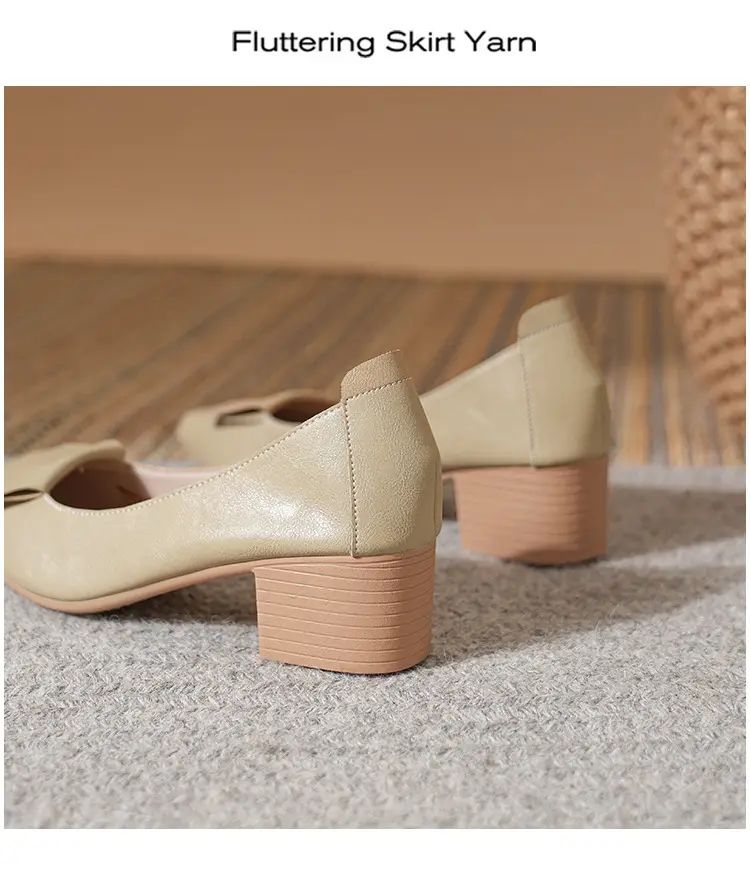 High-Heeled Shoes for Women, Chunky Heel, 2024 New Fairy Style Shallow Mouth Soft Leather Mid-Heel Shoes, Mother's Size Women's Shoes, Grandma Shoes, Versatile — feature 15
