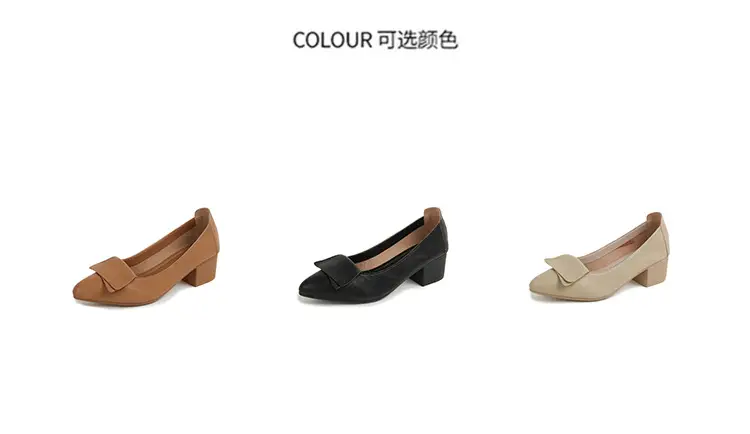 High-Heeled Shoes for Women, Chunky Heel, 2024 New Fairy Style Shallow Mouth Soft Leather Mid-Heel Shoes, Mother's Size Women's Shoes, Grandma Shoes, Versatile — feature 4