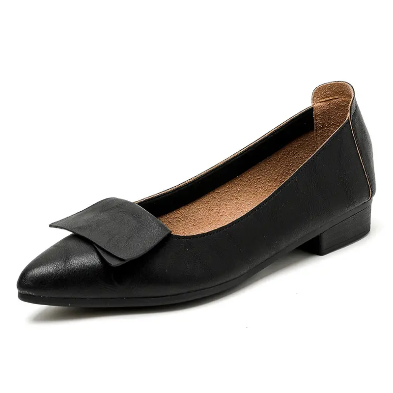 High-Heeled Shoes for Women, Chunky Heel, 2024 New Fairy Style Shallow Mouth Soft Leather Mid-Heel Shoes, Mother's Size Women's Shoes, Grandma Shoes, Versatile - Image 7