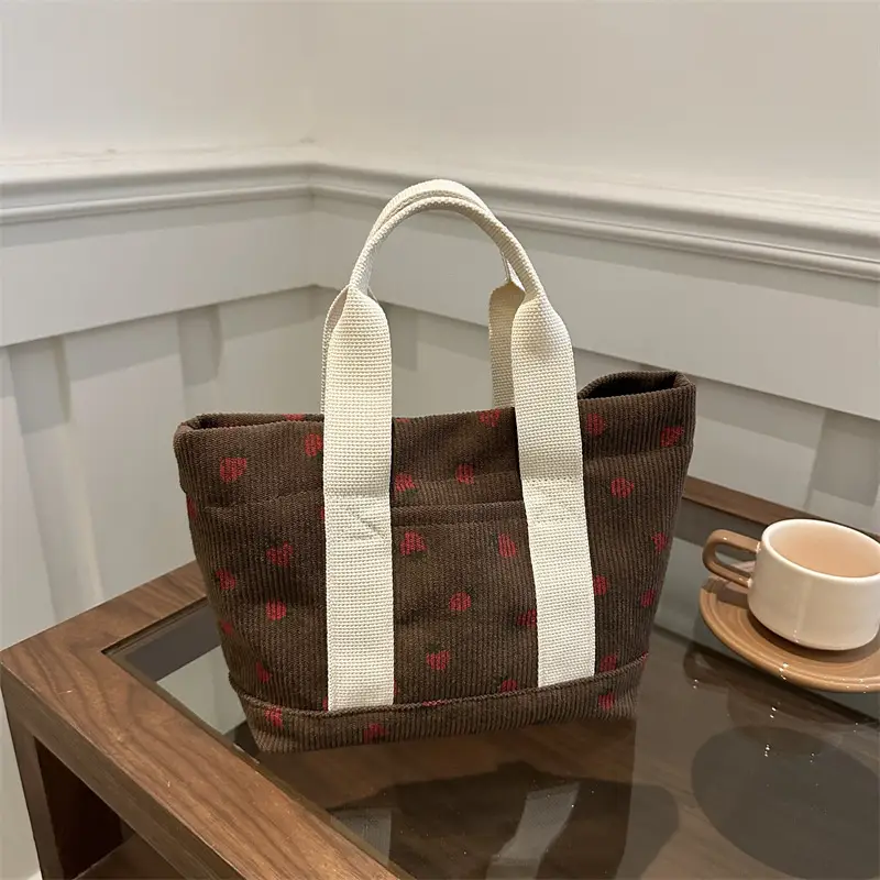 Pink Strawberry Print Women's Shoulder Bag Large Capacity - Image 7