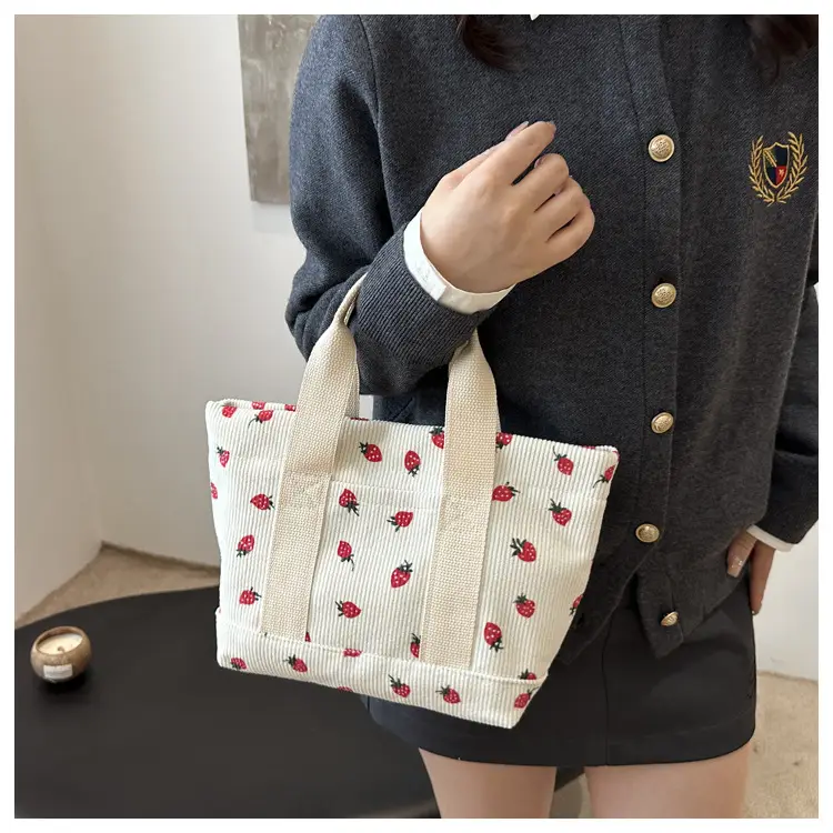 Pink Strawberry Print Women's Shoulder Bag Large Capacity — feature 11
