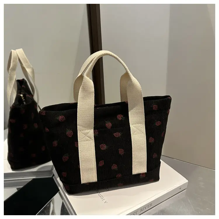 Pink Strawberry Print Women's Shoulder Bag Large Capacity — feature 17