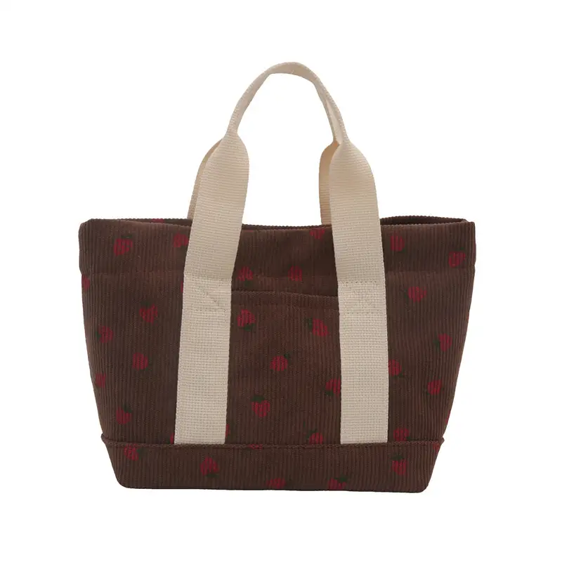 Pink Strawberry Print Women's Shoulder Bag Large Capacity - Image 2