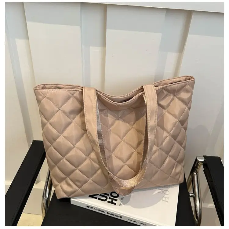 Black Rhombic Shoulder Tote Bag Large Capacity Casual Women