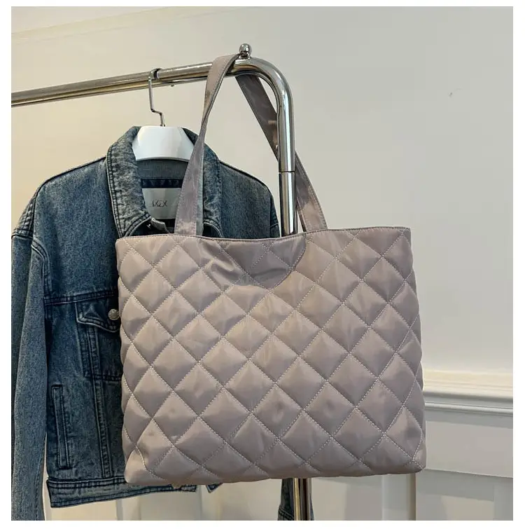 Black Rhombic Shoulder Tote Bag Large Capacity Casual Women