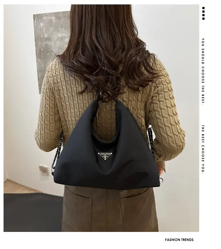 Black Nylon Shoulder Tote Bag for Women 2024 — feature 2
