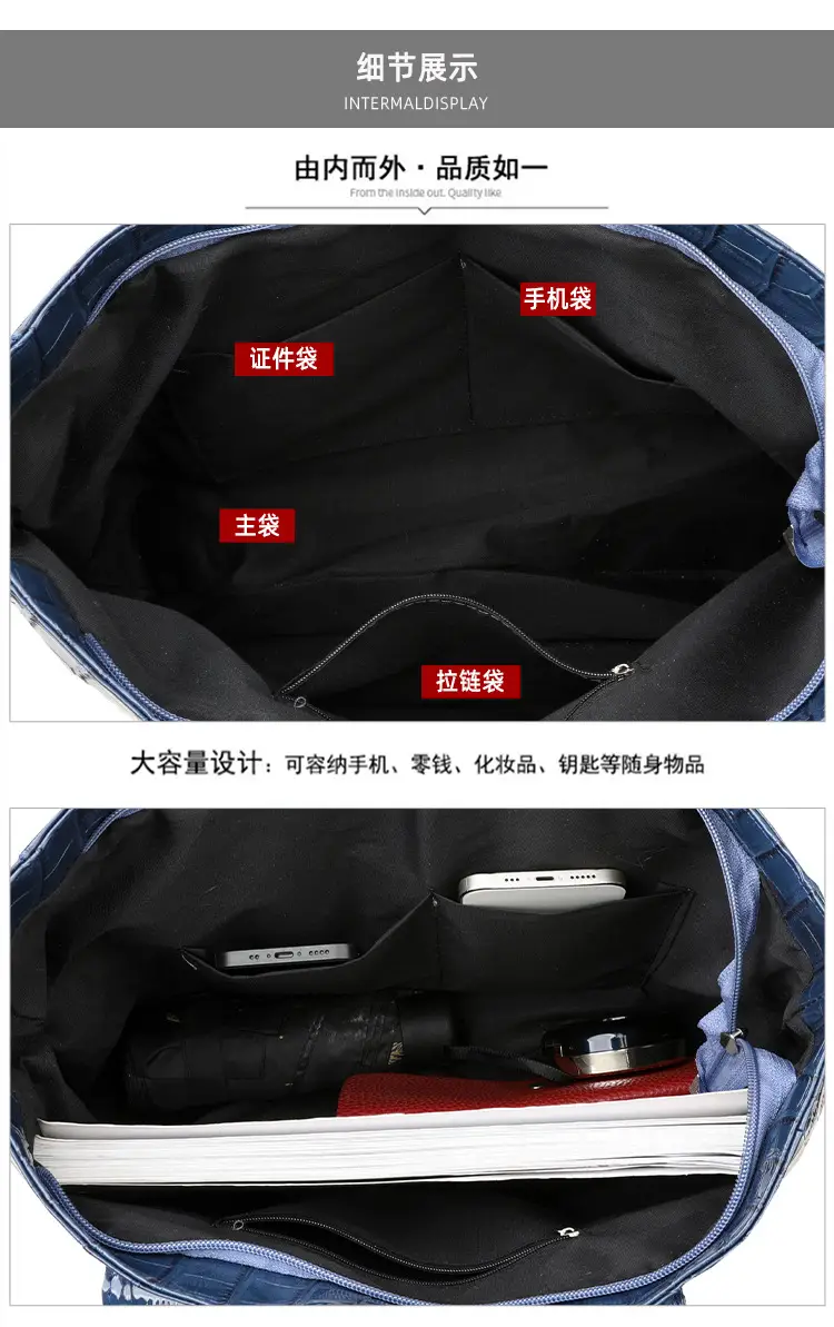 Korean Style Large Capacity Shoulder Tote Bag White — feature 19
