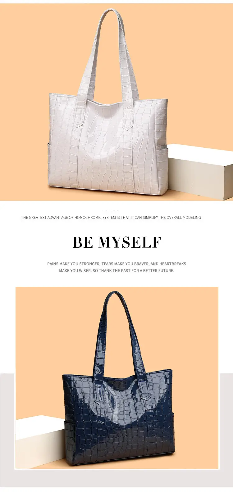 Korean Style Large Capacity Shoulder Tote Bag White — feature 9