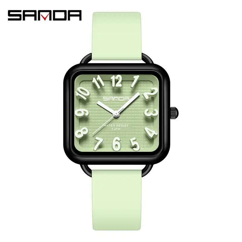 Sanda Black Square Watch for Students Waterproof Quartz - Image 9